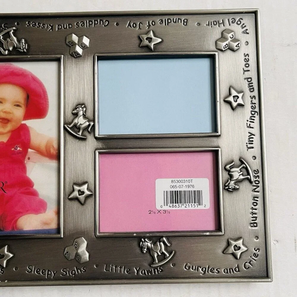 Carr Pewter Bundle of Joy Cuddles & Kisses Tri Picture Frame Horse Star